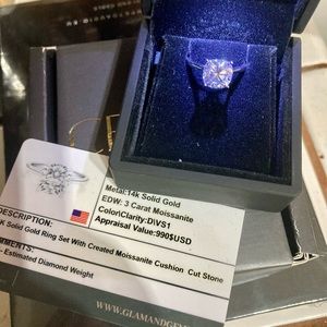 Cemme by Glam and Gems 3 carat solitaire white gold ring